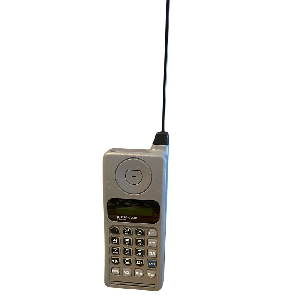 Vintage Motorola TELE TAC 200 Phone Original Box Manual Charger & Case POWERS UP - Picture 5 of 9